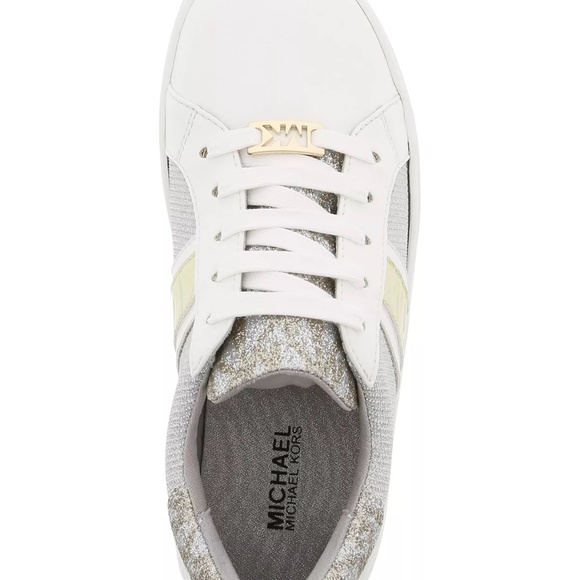 Michael Kors Toddler Girls Jem Square Sneakers in Silver-Gold Size 6 - Picture 3 of 16